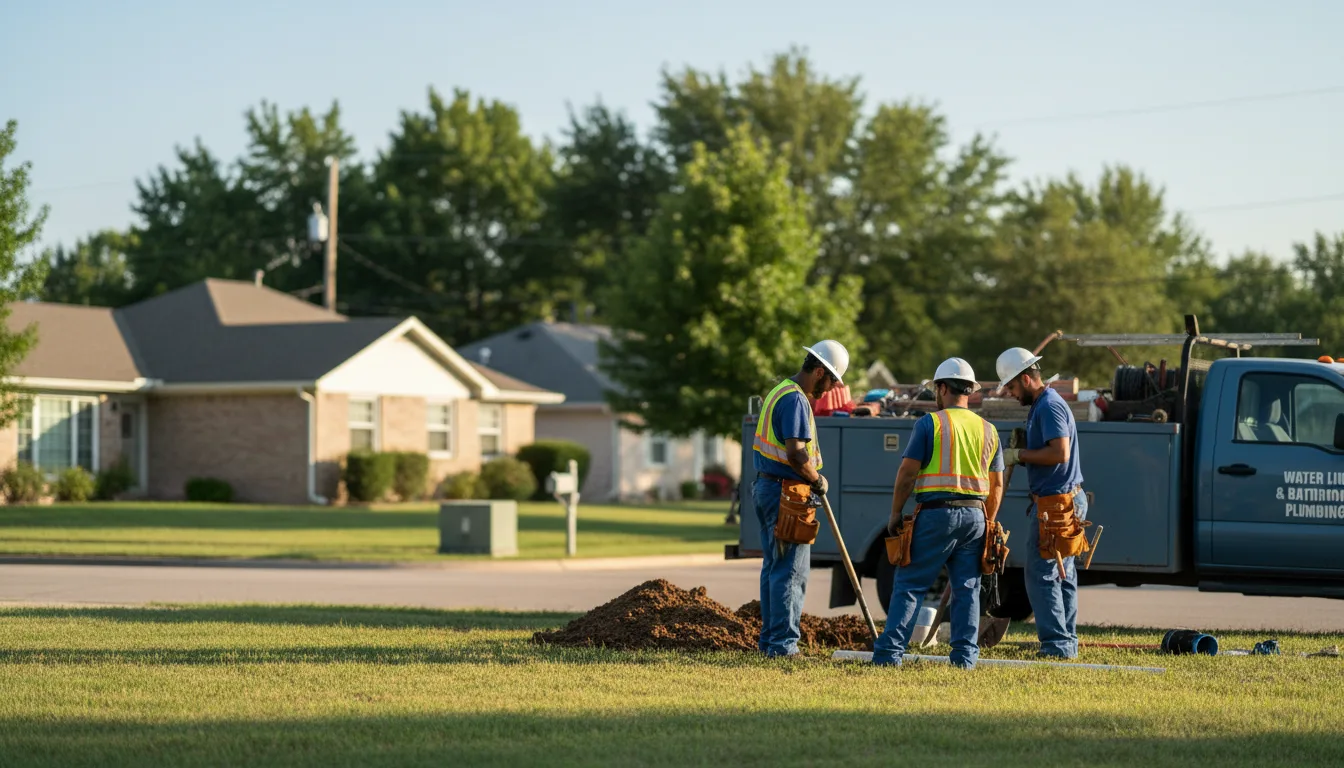 Residential water line and bathroom plumbing service in Stark, KS